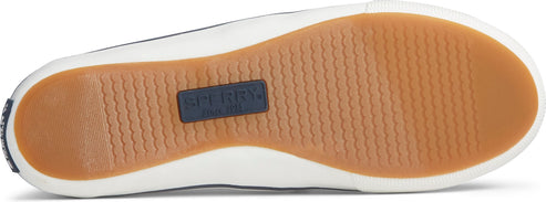 Sole of shoe with logo.