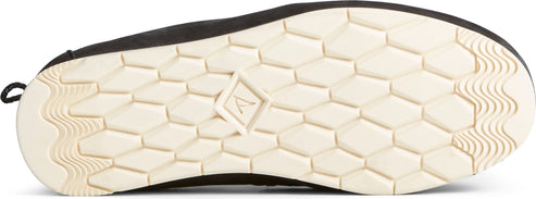A shoe sole with a honeycomb pattern and a brand logo.