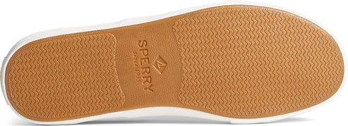 A shoe sole with a brown wavy pattern and the "SPERRY" brand logo.
