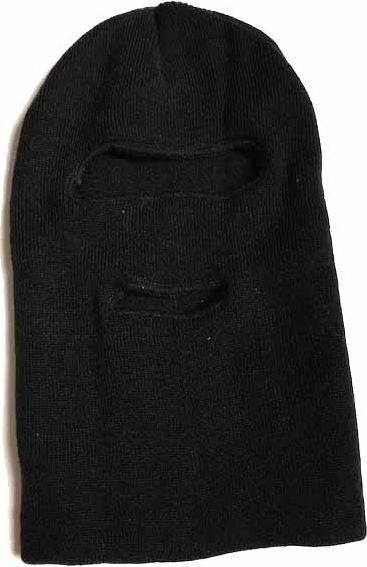 Black knit ski mask with eye and mouth openings.