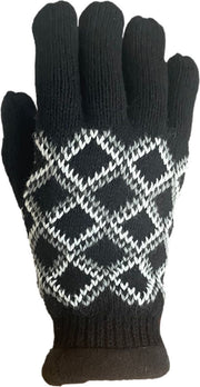 Diamond Pattern Acrylic Glove Fleece Liner Black