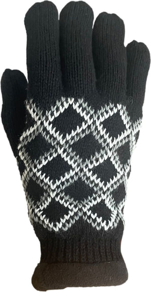 Sterling Glove Accessories Diamond Pattern Acrylic Glove Fleece Liner Black