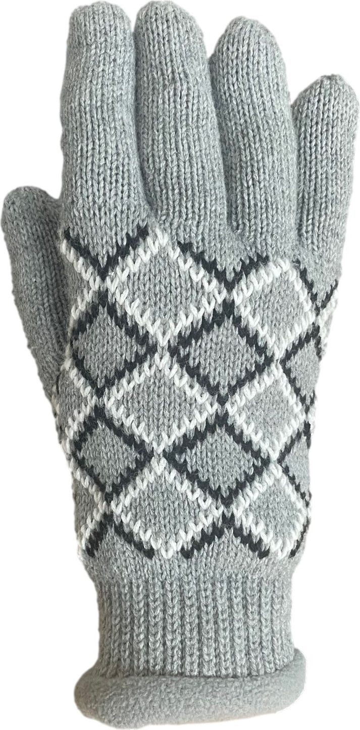 Sterling Glove Accessories Diamond Pattern Acrylic Glove Fleece Liner Grey