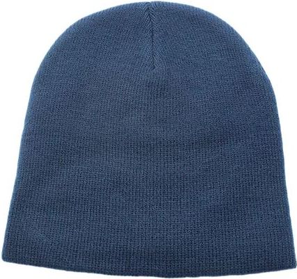 Blue knit beanie.