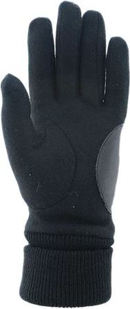 A black glove with a textured cuff and reinforced palm.