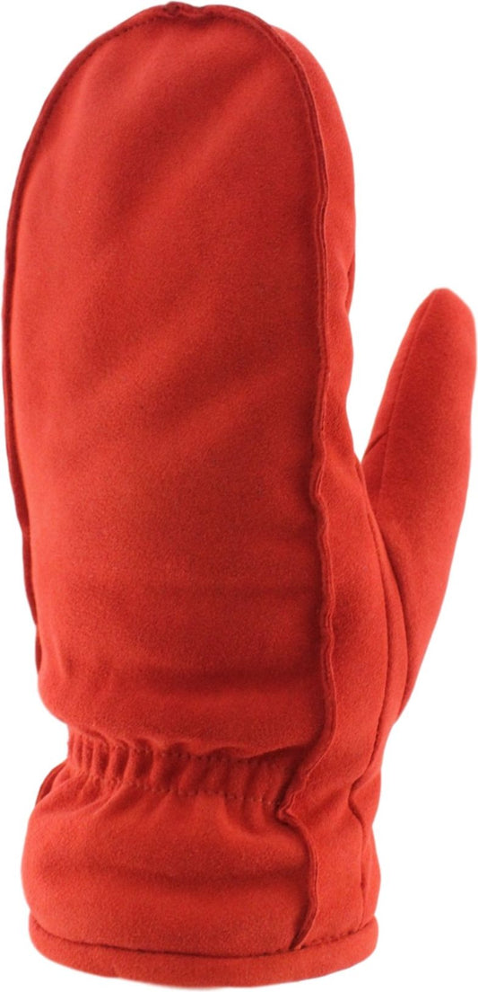 Red mitten with elastic wrist band.
