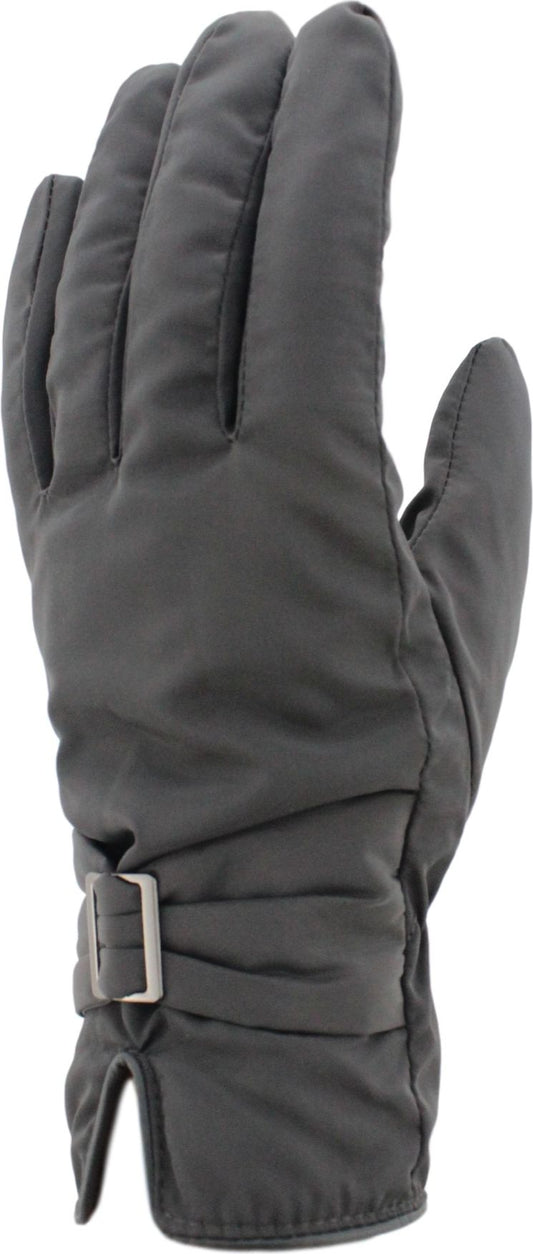 A black glove with a buckle.