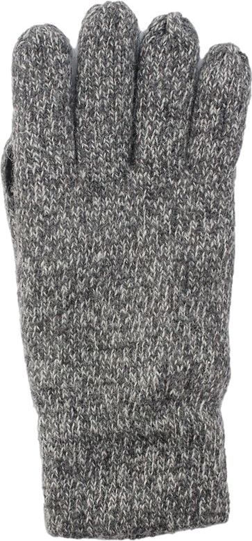 Gray knit glove with fingers.