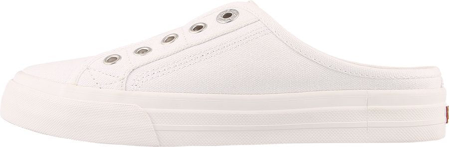 White slip-on sneaker with eyelets.