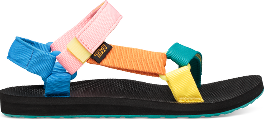 Multi-colored sandal with adjustable straps.