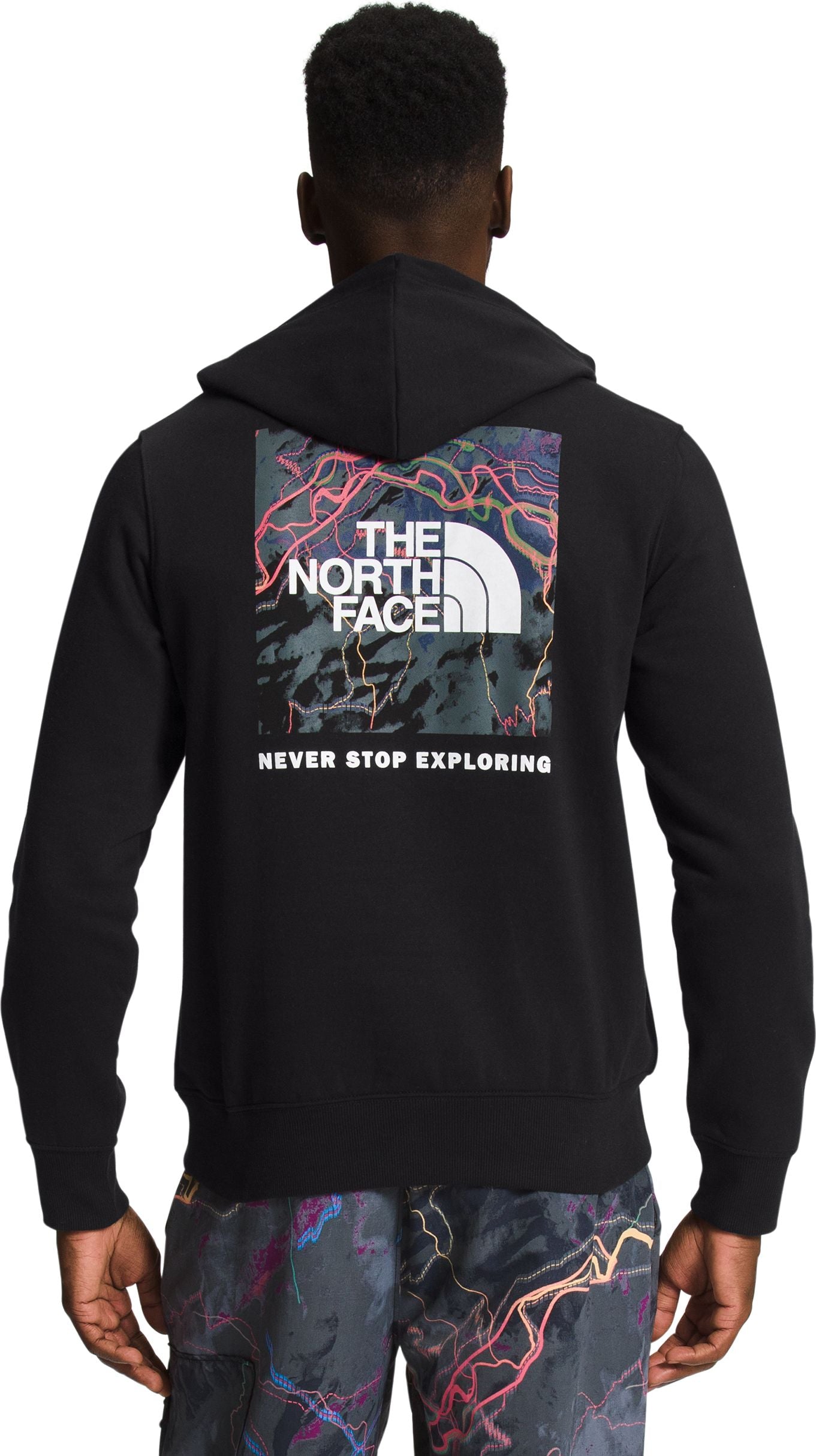 M Box Nse Pullover Hoodie TNF Black TNF Black Trail Glow Print