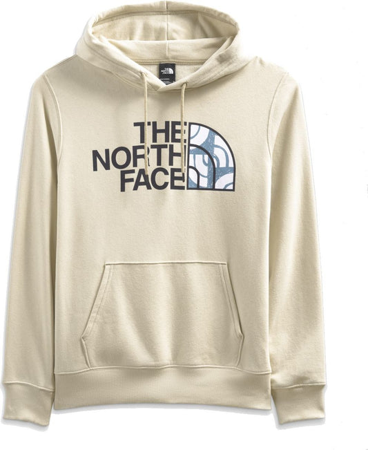 A beige hoodie with “THE NORTH FACE” written across the chest.