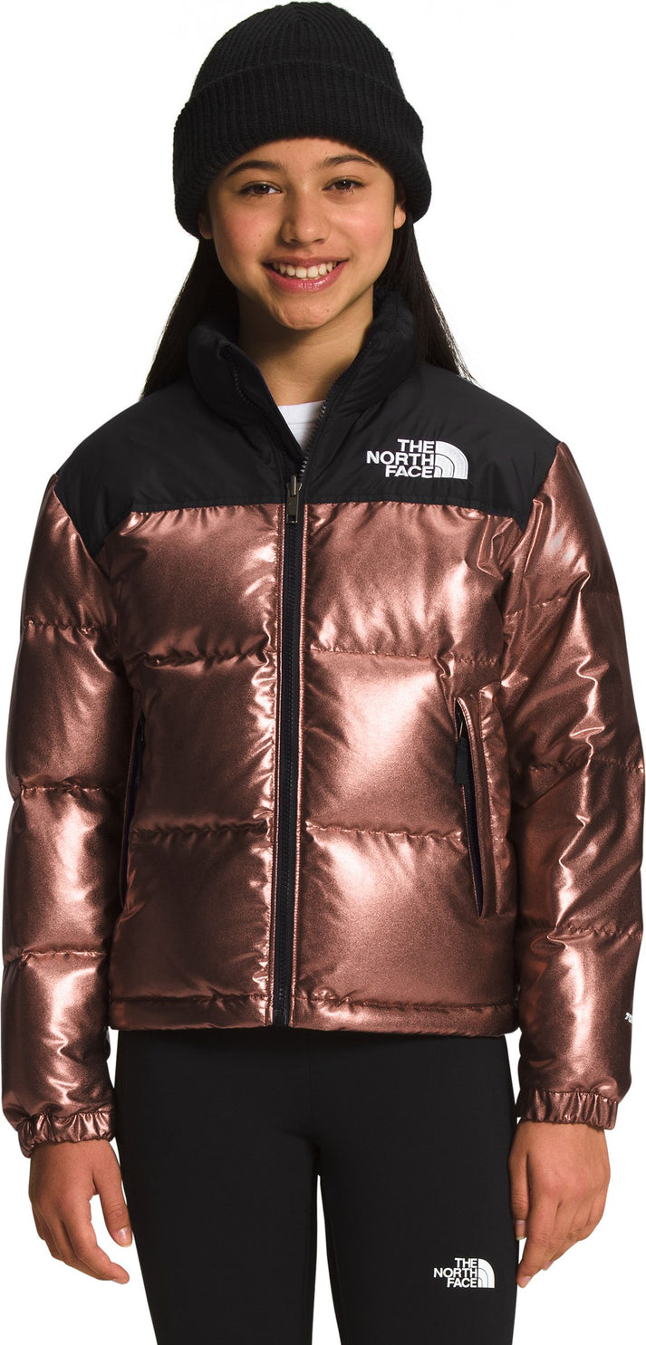 Teen Printed 1996 Retro Nuptse Jacket Dark Oak Metallic – Quarks Shoes