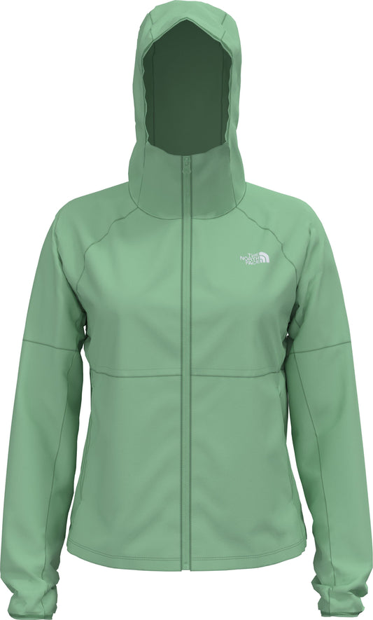 A light green hooded jacket with visible stitching.