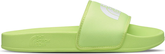 A lime green slide sandal.