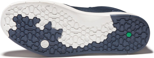 Sole of a shoe with a honeycomb pattern in alternating colors.