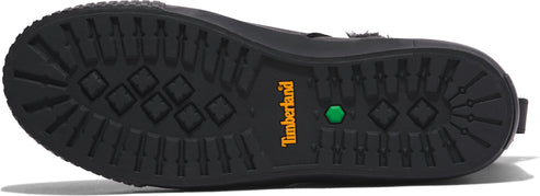 Black shoe sole with Timberland logo.