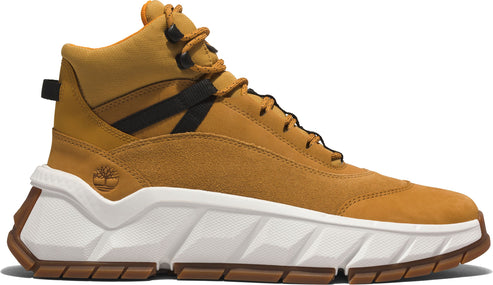 High top tan shoe with a chunky white and brown sole.