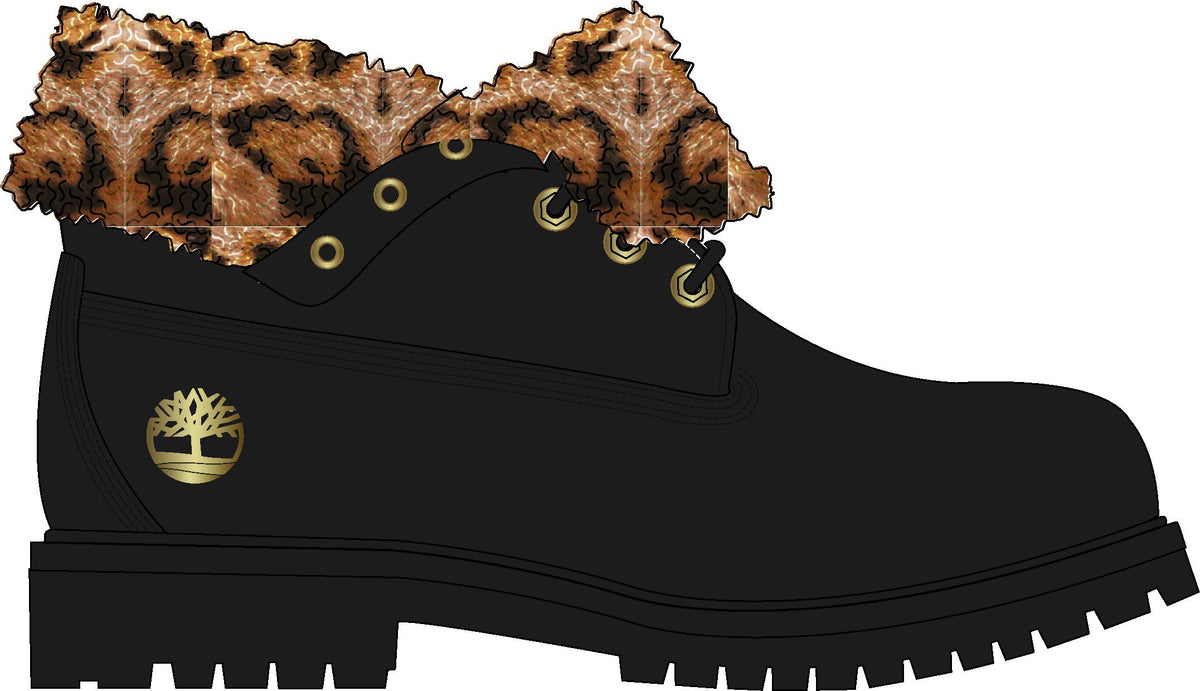 Timber Leopard Teddy Fleece Black/Leopard | Quarks Shoes