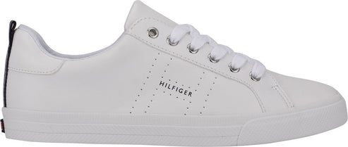 White low-rise sneaker with 'HILFIGER' text near the laces.