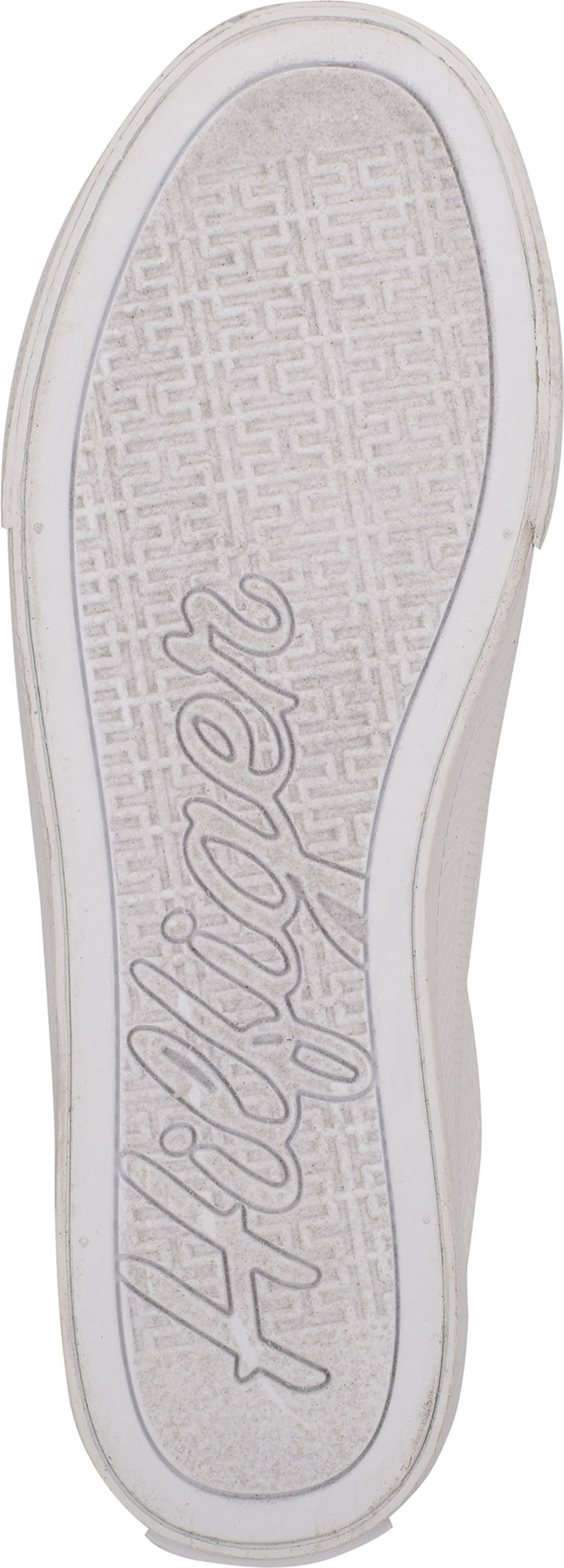White shoe sole with embedded 'Hilfiger' brand name.