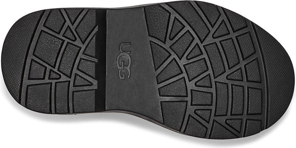 Black outsole with geometric and radial tread patterns and 'UGG' logo.