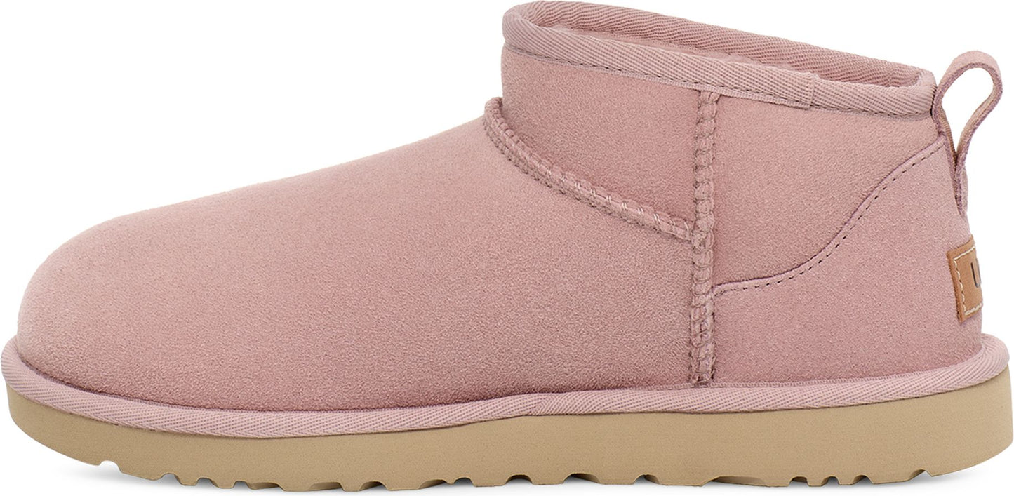 pink ankle boot with light brown sole