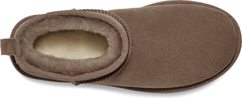 Low-top brown boot with a fleece-lined interior.