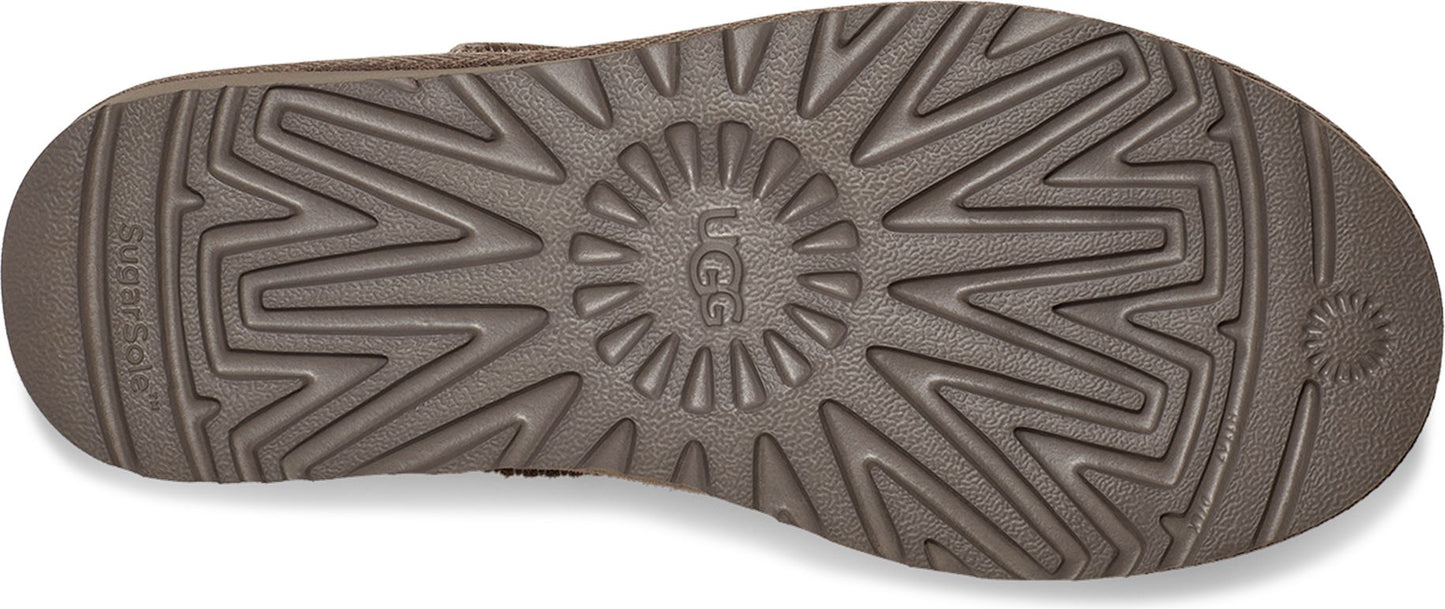 UGG brand logo is prominently displayed on the sole of the shoe. Zigzag pattern extends to the perimeter of the sole.