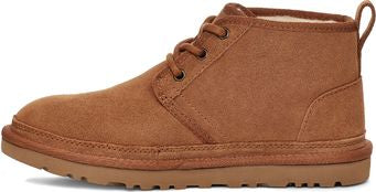 Brown suede chukka boot with laces.