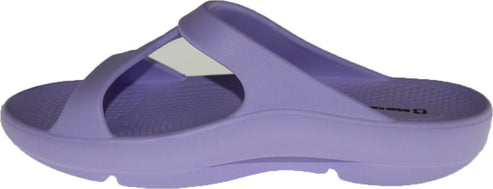 A lavender slip-on sandal with a thick sole and open toe.