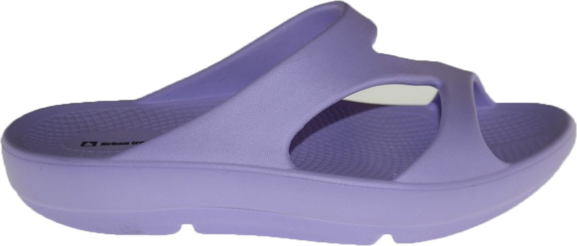 Lavender toe-post sandal with a molded footbed and chunky sole.