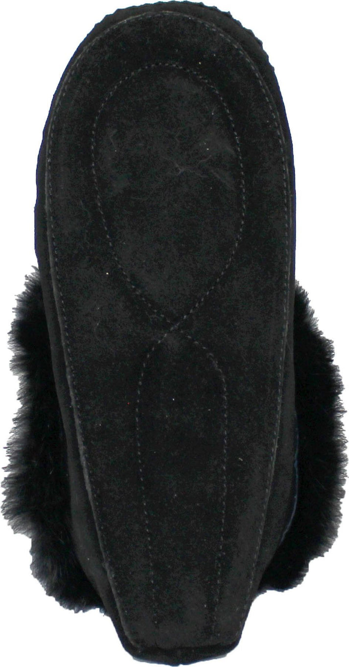 Urban Trail Slippers Beaded Mocc With Fur Trim Black