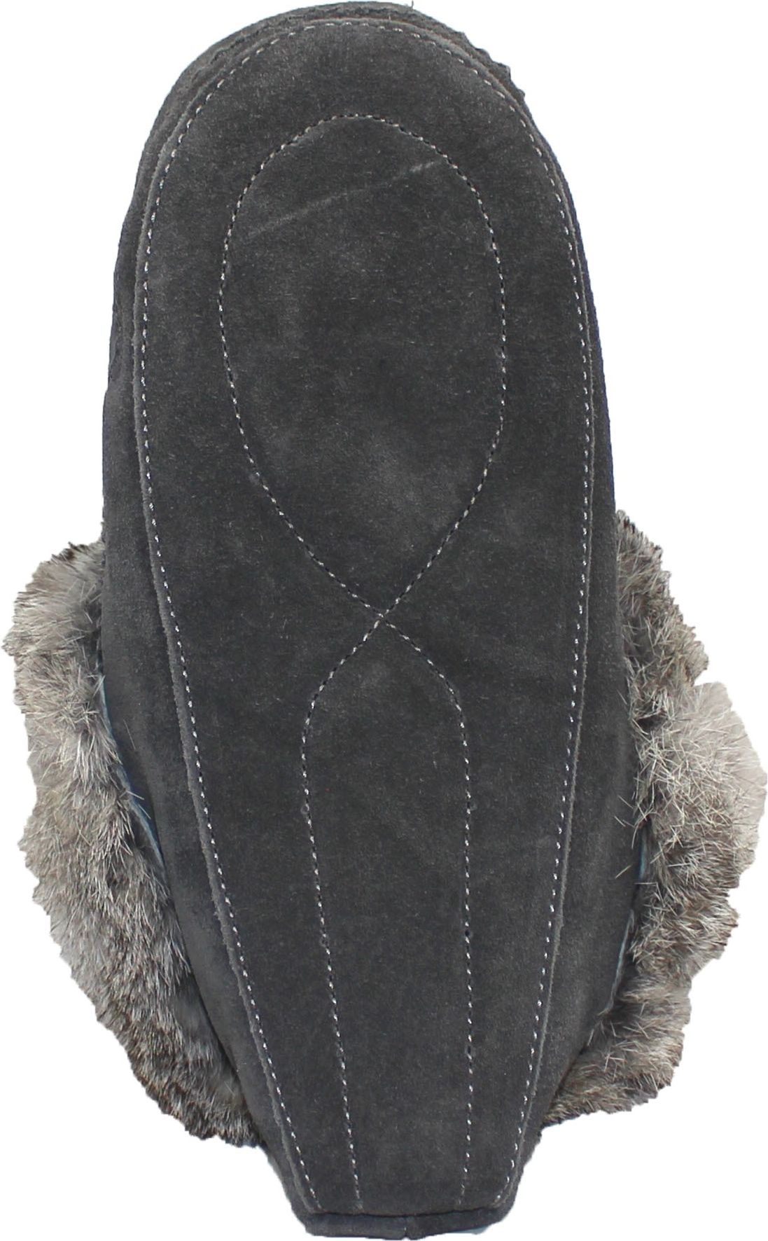 Urban Trail Slippers Beaded Mocc With Fur Trim Charcoal