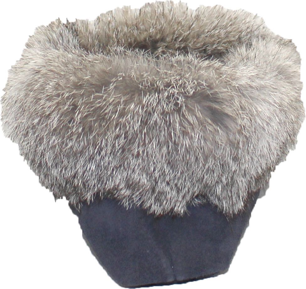 Beaded Mocc With Fur Trim Navy | Quarks Shoes