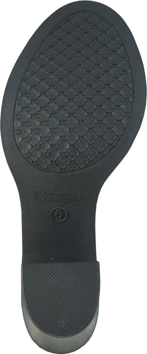 Black shoe sole with textured patterns and size 6 imprint.
