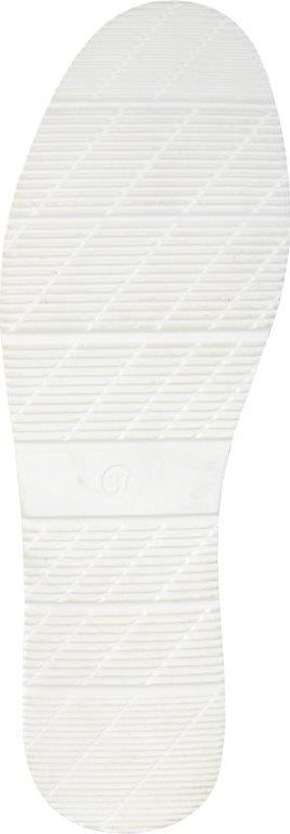 White shoe sole with horizontal ridges.