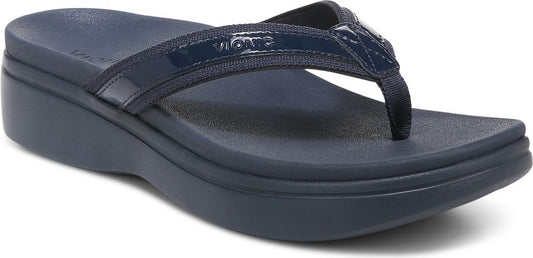 Navy blue wedge flip-flop.