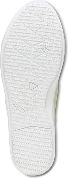 White shoe sole with chevron pattern and a triangle and the text "VIONIC".